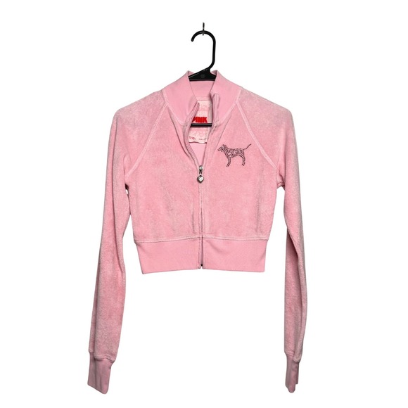 Y2K Victoria's Secret PINK Rhinestone Jacket Cropped - Picture 2 of 6